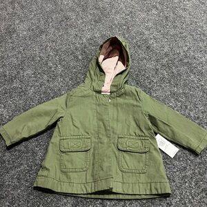 Old Navy Olive Green Hooded Coat with Pink Lining